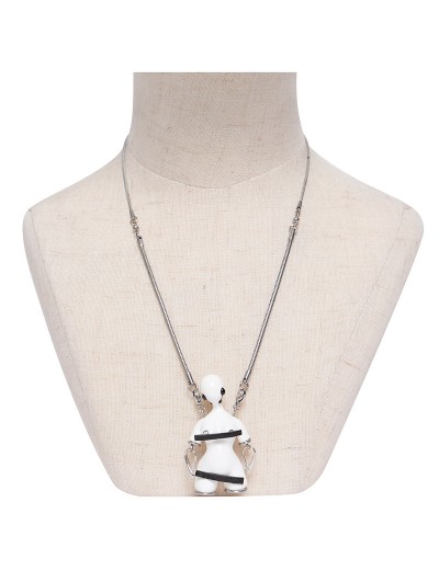 Devil Fashion White Gothic Punk Bondage Pendant Necklace