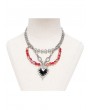Devil Fashion Silver Punk Heart Crystal Beaded Pendant Chain Necklace