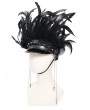 Devil Fashion Black Gothic Punk Feather Trim Faux Leather Hat