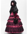 Devil Fashion Black Gothic Floral Hooded Irregular Short Cloak for Women