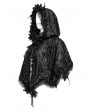 Devil Fashion Black Gothic Floral Hooded Irregular Short Cloak for Women