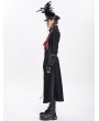 Devil Fashion Black Punk Military Gothic Fitted Long Jacket for Women