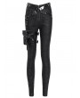 Devil Fashion Black Gothic Punk Side Thigh Pocket Pants for Women