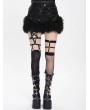 Devil Fashion Black Gothic Faux Fur Spliced Leather Hot Pants for Women