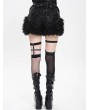 Devil Fashion Black Gothic Faux Fur Spliced Leather Hot Pants for Women