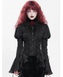 Devil Fashion Black Vintage Gothic Frilly Lace-Up Long Sleeve Shirt for Women
