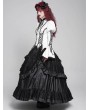 Devil Fashion White Vintage Gothic Frilly Lace-Up Long Sleeve Shirt for Women
