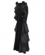 Devil Fashion Black Gothic Velvet Layered Ruffle Trim Fishtail Maxi Skirt