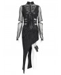 Devil Fashion Black Gothic Punk Cut Out Asymmetric Long Sleeve Fishtail Dress