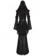 Devil Fashion Black and Red Gothic Vampire Embroidered Velvet Hooded Fishtail Maxi Dress