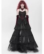 Devil Fashion Black and Red Gothic Embroidery Lace Layered Long Slip Party Dress