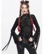 Devil Fashion Black Gothic Punk Cross Strap Irregular Hollow Out T-Shirt for Women