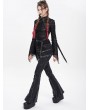 Devil Fashion Black Gothic Punk Cross Strap Irregular Hollow Out T-Shirt for Women