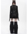 Devil Fashion Black Gothic Punk Cross Strap Irregular Hollow Out T-Shirt for Women