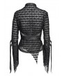 Devil Fashion Black Gothic Punk Cross Strap Irregular Hollow Out T-Shirt for Women