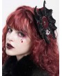 Devil Fashion Black and Red Gothic Embroidery Rose Applique Headwear