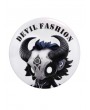 Devil Fashion White Gothic Printed Round Pin Badge