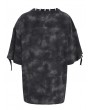 Devil Fashion Black Gothic Print Asymmetric Distressed Loose T-shirt for Women