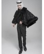 Devil Fashion Black Gothic Retro Embroidered Faux Fur Short Cape for Men