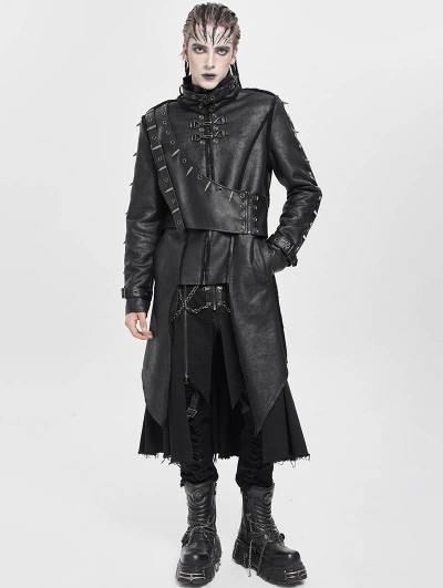 Devil Fashion Black Gothic Punk Asymmetric Zip-Up Jacket for Men