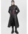 Devil Fashion Black and Red Gothic Punk Studded Buckle Strap Long Coat for Men