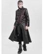 Devil Fashion Black and Red Gothic Punk Studded Buckle Strap Long Coat for Men