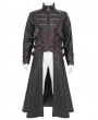 Devil Fashion Black and Red Gothic Punk Studded Buckle Strap Long Coat for Men
