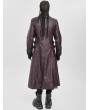 Devil Fashion Wine Red Gothic Punk Studded Buckle Strap Long Coat for Men