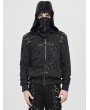 Devil Fashion Black Gothic Punk Eyelet Hooded Distressed Jacket for Men