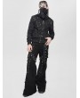 Devil Fashion Black Gothic Punk Eyelet Hooded Distressed Jacket for Men