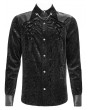 Devil Fashion Black Gothic Retro Jacquard Faux Leather Spliced Shirt for Men