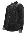 Devil Fashion Black Gothic Retro Jacquard Faux Leather Spliced Shirt for Men