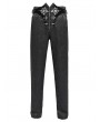 Devil Fashion Black Gothic Victorian Velvet Patch Buckle Pants for Men