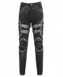 Devil Fashion Black Gothic Punk Studded Buckle Strap Fitted Pants for Men