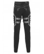 Devil Fashion Black Gothic Punk Studded Buckle Strap Fitted Pants for Men