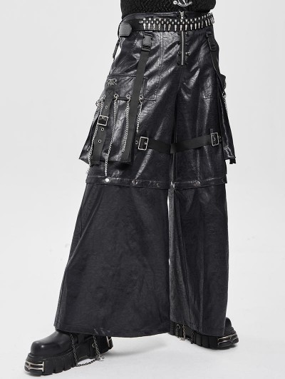 Devil Fashion Black Gothic Punk Cargo Detachable Pocket Pants for Men
