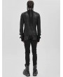 Devil Fashion Black Gothic Mesh Spliced Lace-Up Fitted T-Shirt for Men