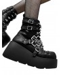 Black Gothic Punk Cross Rivet Platform Ankle Boots