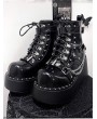 Black Gothic Punk Rivet Platform Boots with Detachable Chain