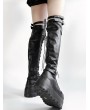 Black Gothic Punk Platform Wedge Heel Over-the Knee Boots