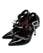 Black Gothic Coffin Buckle Pointed Stiletto Heeled Shoes