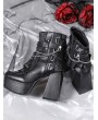 Black Gothic Lace Spliced Platform Block High Heeled Shoes