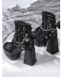 Black Gothic Lace Spliced Platform Block High Heeled Shoes