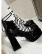 Black Gothic Punk Tied Up Platform High Heel Shoes