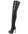 Black Patent Leather Gothic High Heel Over-the-Knee Boots