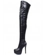 Black Matte Leather Gothic High Heel Over-the-Knee Boots