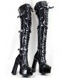 Black Gothic Punk Platform Lace-Up Over The Knee Boots