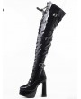 Black Gothic Punk Platform Lace-Up Over The Knee Boots