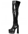 Black Patent Leather Gothic Punk Platform High Heel Boots