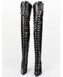 Black Gothic Punk Studded Thigh High Stiletto Boots